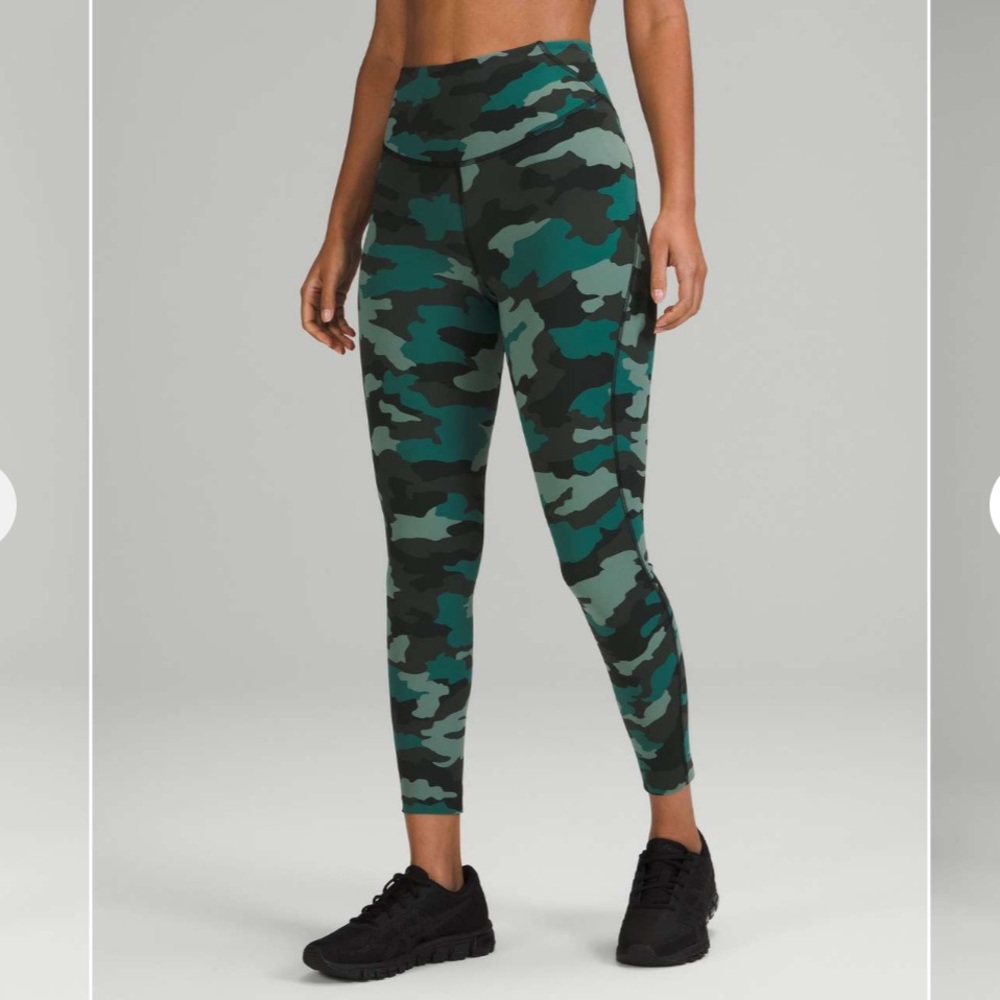 Lululemon Base Pace High Rise Running Tight 25” Camo Tidewater Teal Multi